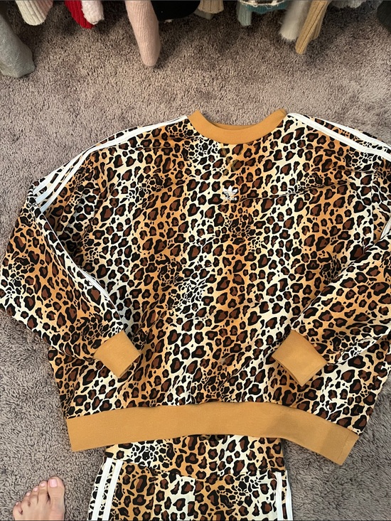 adidas Sweaters - adidas Leopard Print Crewneck Sweatshirt in Gold and Brown